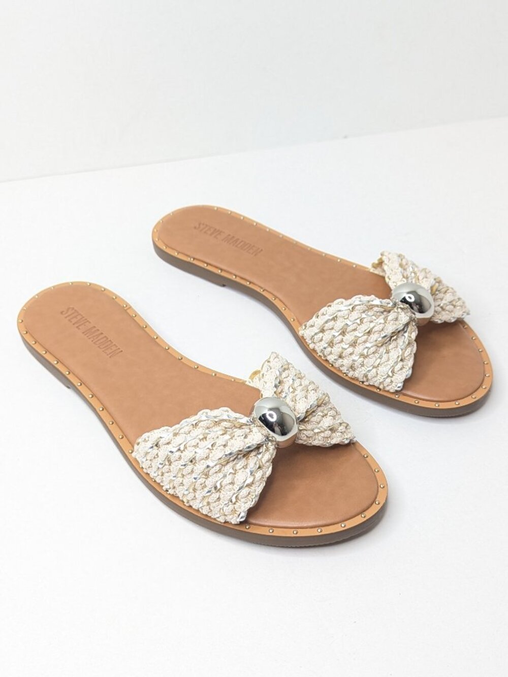 Steve Madden Dipsy Slide Sandals Metal Multi Womens 9